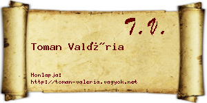 Toman Valéria névjegykártya