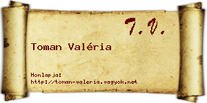 Toman Valéria névjegykártya